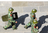 Photo of Chinese soldiers in Lhasa taken from the roof of the Jokhang