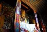 Jowo Lakhang, Tsetang Monastery, the Tsongkhapa (1357-1419) and his two disciples, Gyaltsab Je (1364-1432) & Khedrup Je(1385-1