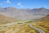 The Friendship Highway splits into the northern branch which follows the Yarlung Tsangpo  and the southern branch over Gampa-la