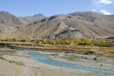 The river below Simi Lake has the same characteristic turquoise blue color of finely ground rock powder formed by glaciers