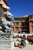 Chinese lion in front of the main entrance, Sakya