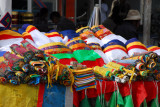 Table selling prayer flags and Buddhist banners, Shigatse