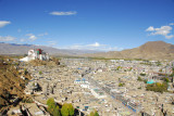 Road cut through Old Town Shigatse