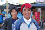 Tibetan man with a traditional headdress, Shigatse