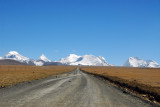 Friendship Highway headed for the Lapche Kang massif  with Lapche Kang (7367m) on the left