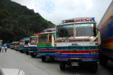 Trucks from Nepal clog up Zhangmus narrow main street