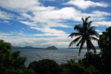 Lake Taal with the silhouette of a palm tree