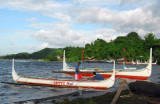 Outrigger bancas tied up at San Isidro, Lake Taal