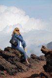 Debbie phoning home from the summit of Haleakala