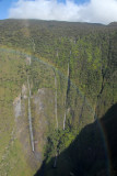 Rainbow withe the three waterfalls of Manawainui Valley