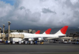 Japan Airlines (JALWays) B747-300s lined up at Honolulu (JA812J)