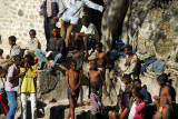 Young Ethiopians hanging out at the pool