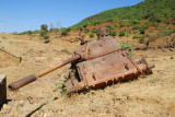War relic along the road to Axum - T-55 tank