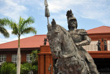 Statue of a mounted Spanish conquistador, Fort Ilocandian Resort, Laoag