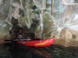 The kayaks can penetrate a cave in the Small Lagoon