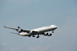 Lufthansa A340-600 on short final 20C at SIN (D-AIHR)