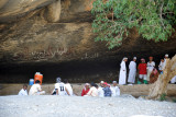 A group enjoying the shade at Wadi Dham