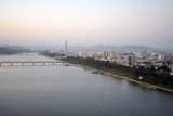 Taedong River looking north from the Yanggakdo Hotel, Pyongyang