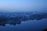 Still waters of the Taedong River at dawn