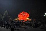 Giant illuminated statue of a Kimjongilia, a flower developed for the Dear Leader's birthday in 1988
