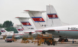 Tails of Air Koryo's Soviet-built fleet at Pyongyang Airport