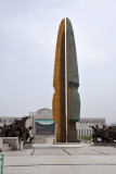 Tower of Korean War symbolizing image of a bronze sword and a tree of life