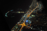 Palm Jumeriah and Dubai Marina at night