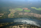 Irrigated fields at Simonga, Zambia seen from the Zimbabwe side of the Zambezi River