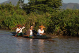 Three women in a canoe, Inle Lake