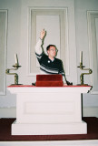 Preaching in the 1840 Charlotte Meeting House, Shelbourne Museum
