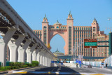 Monorail and road leading to the Atlantis Hotel on the cresent of Palm Jumeirah