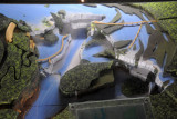 A model of Iguau Falls at the Visitors Center showing the walkways on the Brazilian and Argentinian sides