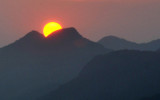 Sunset between two mountain peaks, Rio de Janeiro