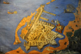 Medieval Tripoli with moat and the Red Fort alone on an island