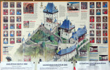 Information and artists cutaway view of Karltejn 