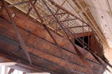 The reassembled Solar Barque of Cheops, 4500 years old, the oldest boat known to exist