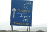 Road sign to Al Qusayr and Marsa Alam