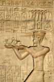 Emperor Trajan shown in Egyptian style making offerings to the Egyptian gods