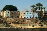 Row of painted houses along the Nile