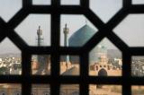 Imam Mosque through a window of Ali Qapu Palace