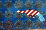 Pistol with the colors of the American flag, former US Embassy, Tehran