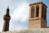 Windtower and the Jameh Mosque minaret, Naein