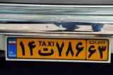Iranian taxi license plate 14 T 786 63 (Persian 4, 5 and 6 vary from Arabic)