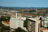 Central Kampala with City Hall tower, Port Bell in the distance