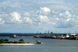 Dar es Salaam Harbor from the 8th floor bar of the Kilimanjaro Hotel