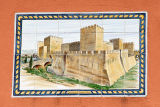 Painted tiles showing Lisbons Castelo So Jorge