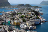 Postcard view of Ålesund from the Fjellstua on Mt. Aksla