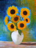 Sunflowers in White Vase