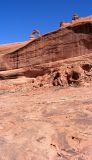 Look---up on the skyline: its a bird...its a plane...no, its Delicate Arch!