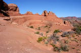 Looking east at Delicate Arch and its basin